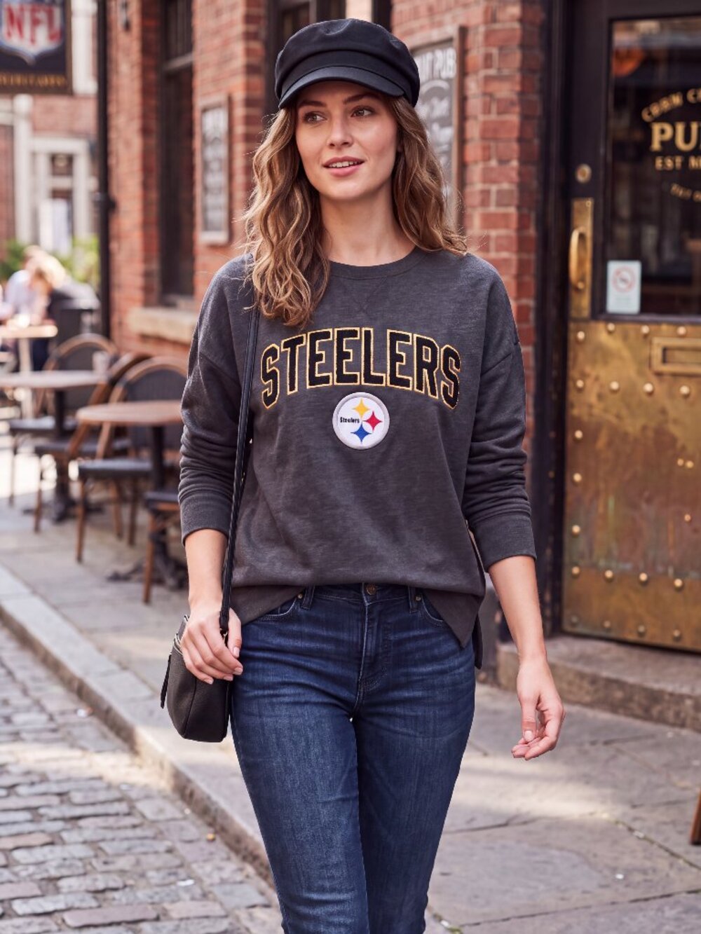 Women's Pittsburgh Steelers Acid Wash Raglan Pullover Sweatshirt